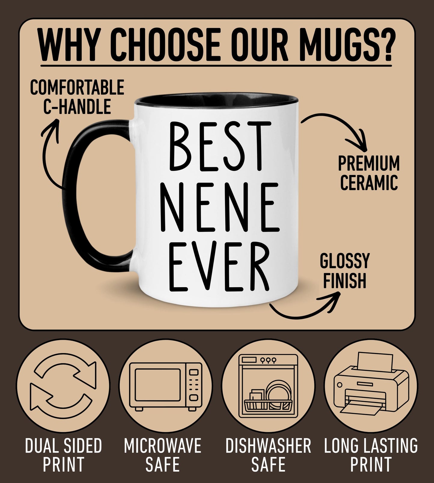 Nene Mug, Personalized Nene Mug, Custom Nene Gifts from Grandkids Names Grandchildren, Nene Mother's Day Gift, Nene Birthday Present