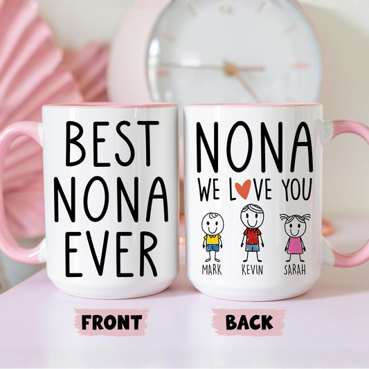 Nona Mug, Personalized Nona Mug, Custom Nona Gifts from Grandkids Names Grandchildren, Nona Mother's Day Gift, Nona Birthday Present