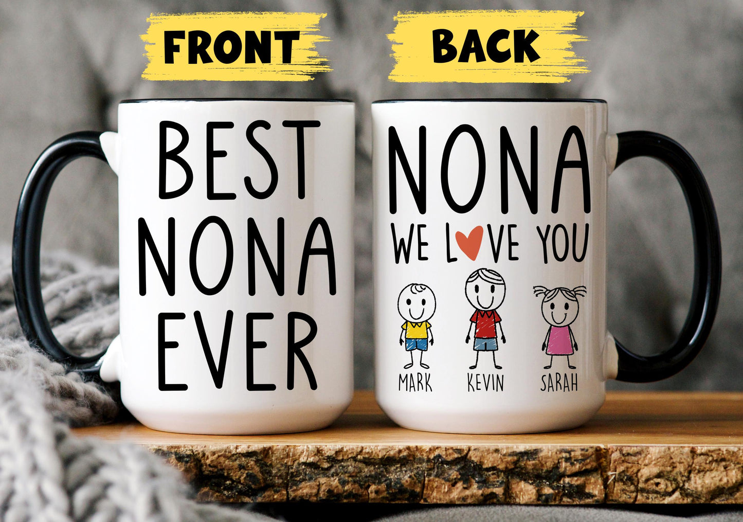 Nona Mug, Personalized Nona Mug, Custom Nona Gifts from Grandkids Names Grandchildren, Nona Mother's Day Gift, Nona Birthday Present