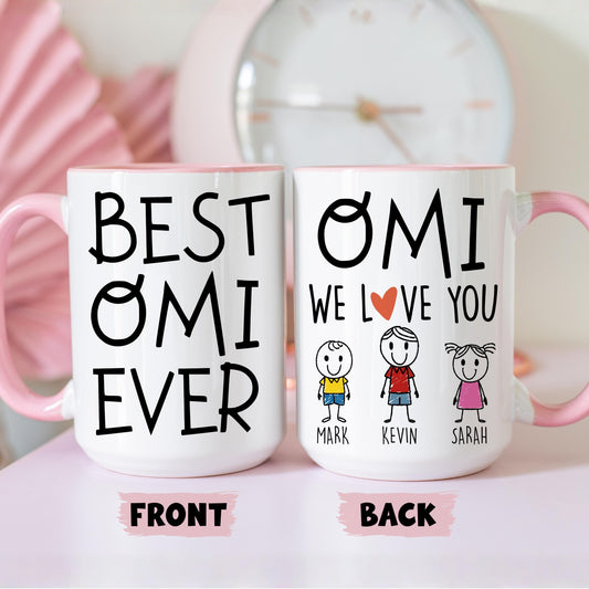 Omi Mug, Personalized Omi Mug, Custom Omi Gifts from Grandkids Names Grandchildren, Omi Mother's Day Gift, Omi Birthday Present