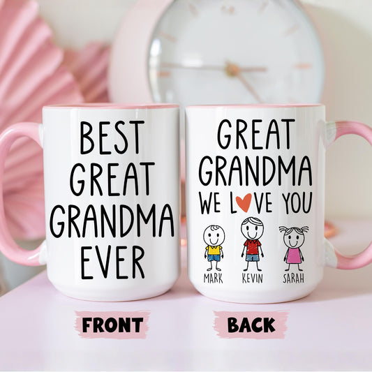 Great Grandma Mug, Personalized Great Grandma Mug, Custom Great Grandma Gifts from Grandkids Grandchildren, Great Grandma Mother's Day Gift
