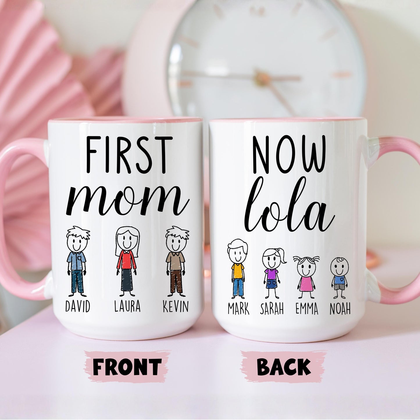 First Mom Now Lola Mug, Personalized Mom Lola Mug, Lola grandkids names Gift, Custom Lola Mother's day Gift, Lola Birthday Present