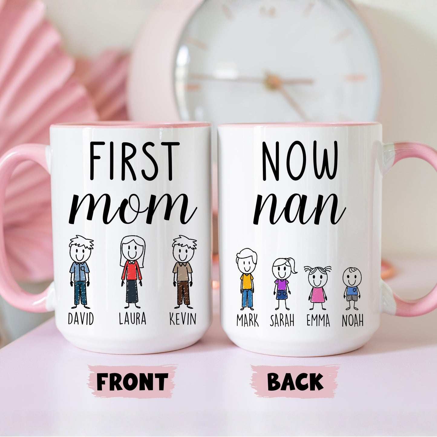 First Mom Now Nan Mug, Personalized Mom Nan Mug, Nan Grandkids Names Gift, Custom Nan Mother's day Gift, Nan Birthday Present