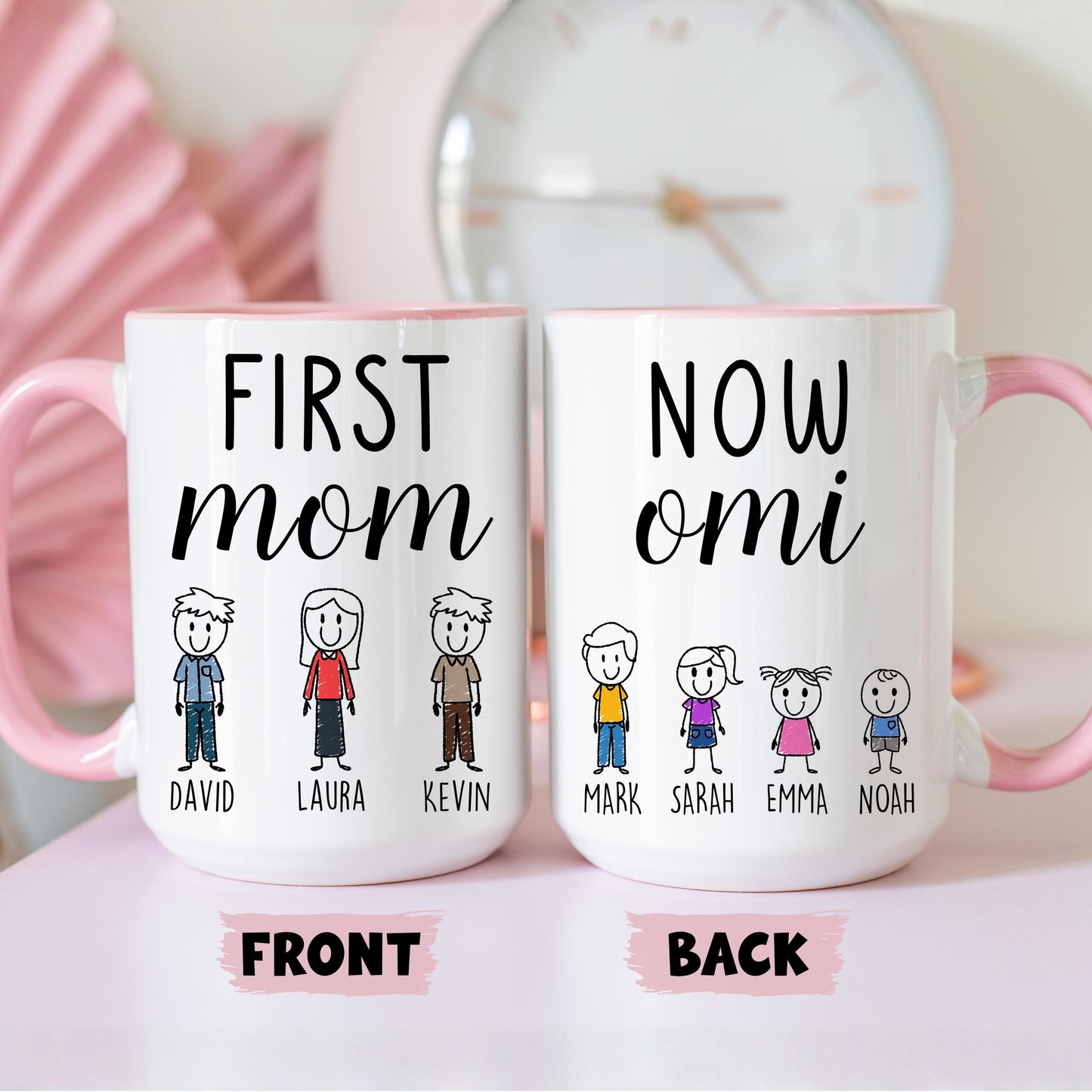First Mom Now Omi Mug, Personalized Mom Omi Mug, Omi Grandkids names Gift, Custom Omi Mother's day Gift, Omi Birthday Present