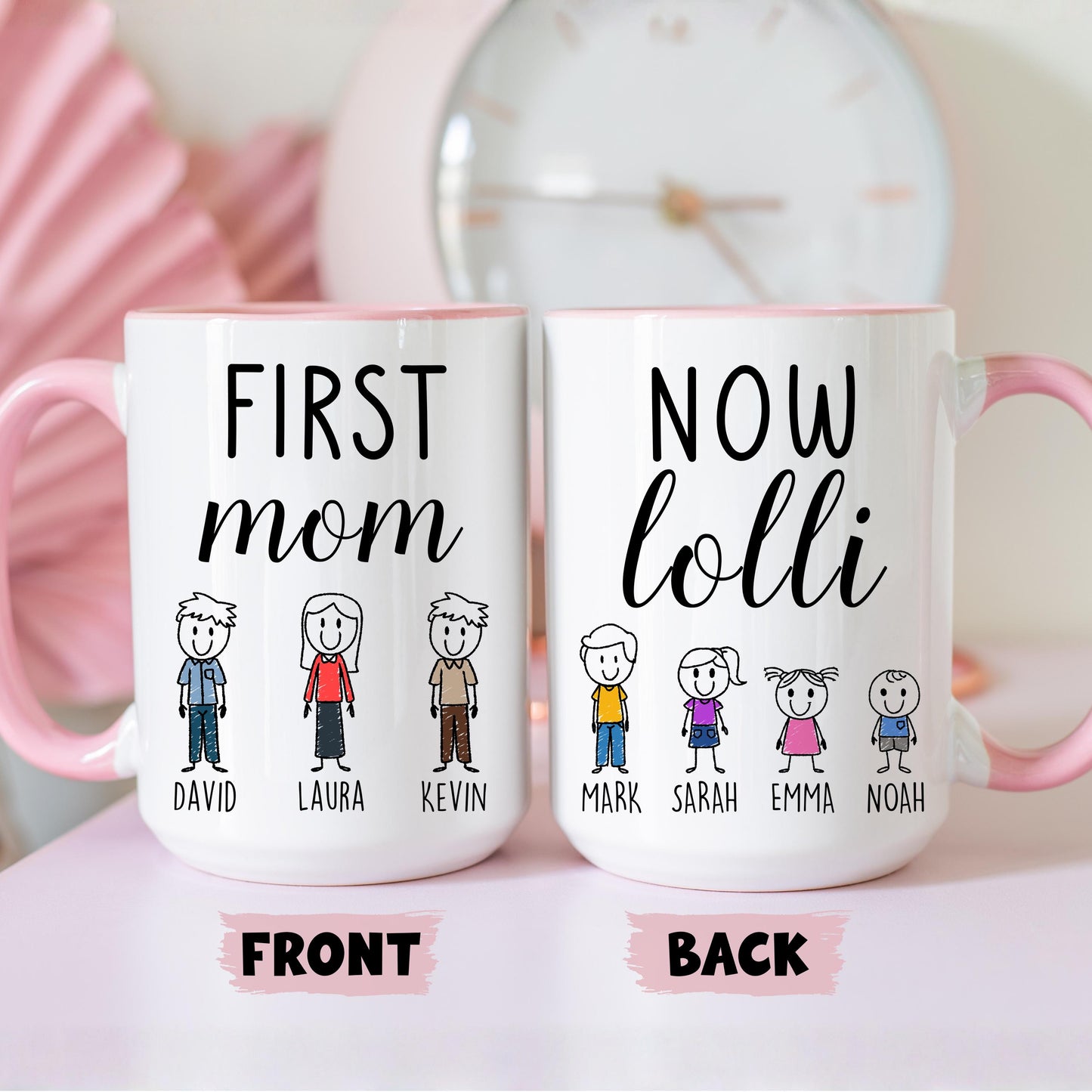 First Mom Now Lolli Mug, Personalized Mom Lolli Mug, Lolli Grandkids names Gift, Custom Lolli Mother's day Gift, Lolli Birthday Present