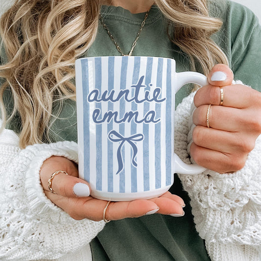 Auntie Mug, Personalized Aunt Mug, Custom Auntie Gift, Aunt Birthday Gift, Pregnancy Announcement Cup, Soon To Be Auntie, New Aunt Mug