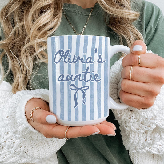 New Auntie Mug, Personalized Auntie Mug, Baby Name Aunt Gift, Promoted auntie mug, Custom Baby Face Mug, First Time Aunt Baby Announcement