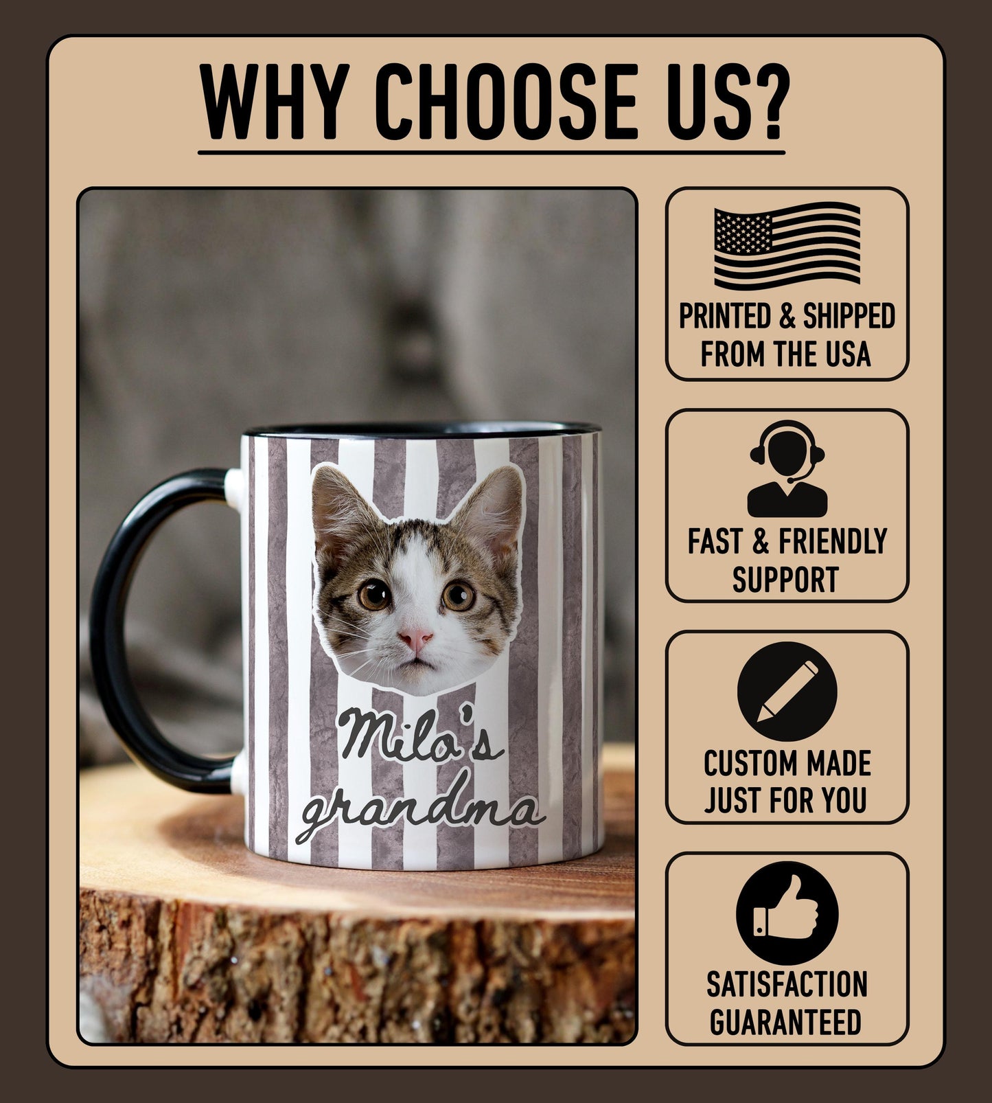 Cat Grandma Mug, Personalized Cat Grandma Gift, Cat Grandma Coffee Mug, New Cat Owner Grandma, Grandma Cat Photo Present, Grandma Birthday