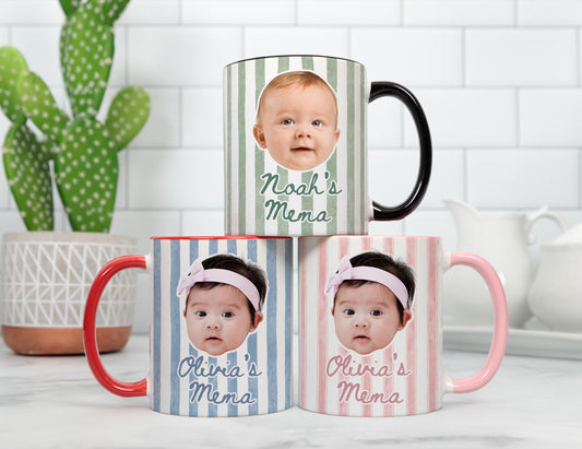 Mema Baby Face Mug, Personalized Mema Kids Face Mug, Baby Face Photo Birthday Gift, Custom Mema Baby Face Mug, New Mema Mother's day Present