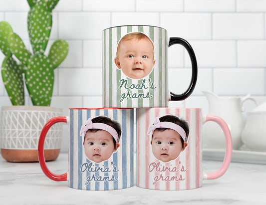 Grams Baby Face Mug, Personalized Grams Kids Face Mug, Baby Face Photo Birthday Gift, Custom Grams Baby Face Mug, New Grams Mother's day