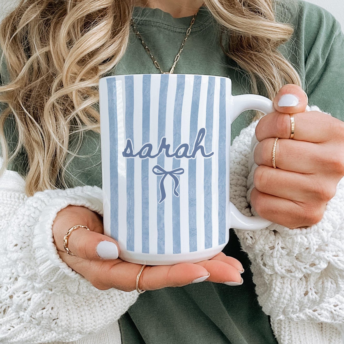 Custom Name Mug, Personalized Name Striped Mug, Personalized Gift For Her Birthday, Custom Name Cup, Custom Message Mug, Custom Gift Mug