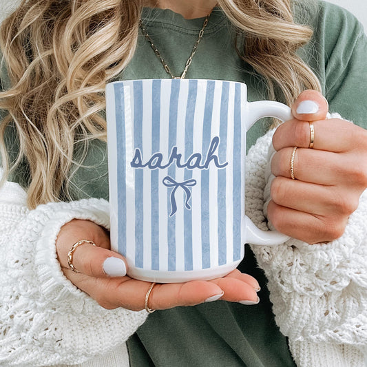 Custom Name Mug, Personalized Name Striped Mug, Personalized Gift For Her Birthday, Custom Name Cup, Custom Message Mug, Custom Gift Mug