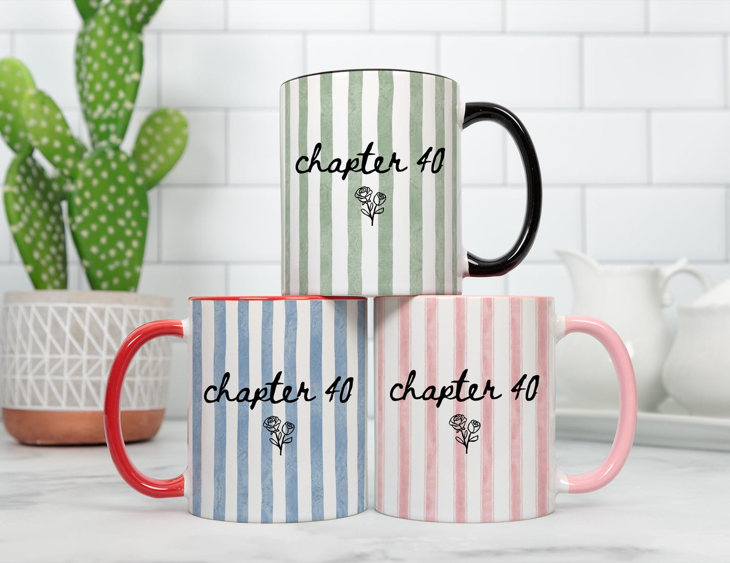 40 Birthday Mug, Custom 40th Birthday Gift, Personalized Chapter 40 Mug, Custom Birth month Flower Mug, 40th birthday Bestie, Turning 40 Cup