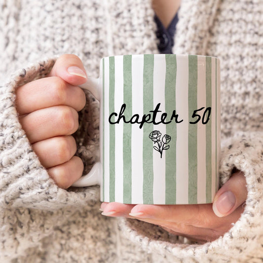 50 Birthday Mug, Custom 50th Birthday Gift, Personalized Chapter 50 Mug, Custom Birth month Flower Mug, 50th birthday Bestie, Turning 50 Cup
