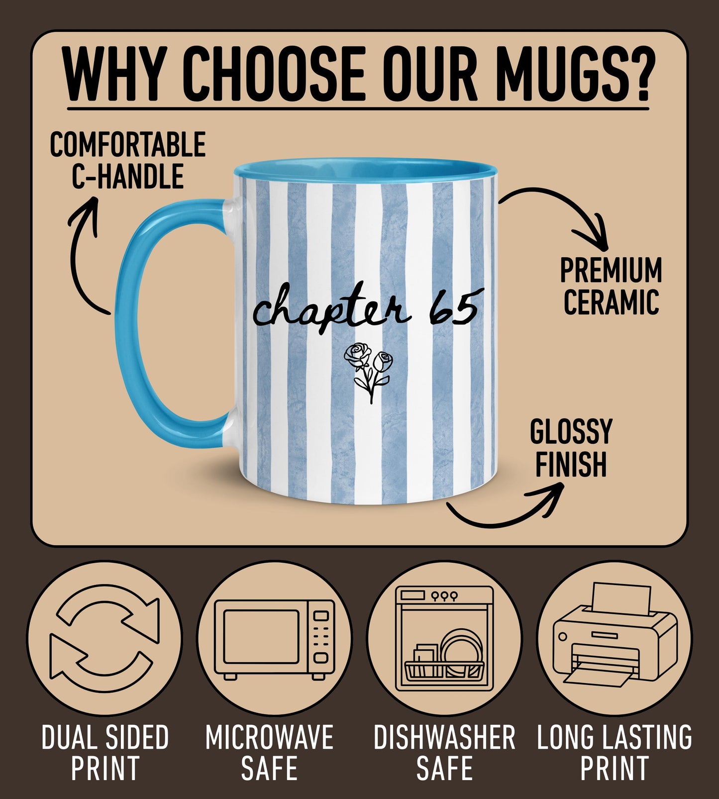 65 Birthday Mug, Custom 65th Birthday Gift, Personalized Chapter 65 Mug, Custom Birth month Flower Mug, 65th birthday Bestie, Turning 65 Cup
