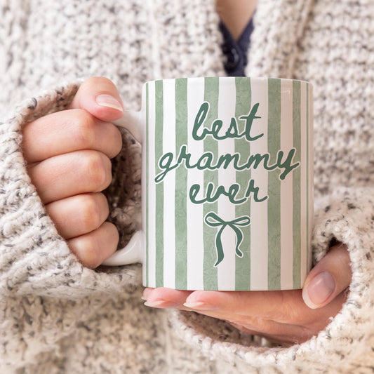 Grammy Mug, Best Grammy Gift, Grammy Baby Announcement Gift, Grammy Mother's Day Gift, Grammy Birthday Present, Coquette Striped Grammy Mug