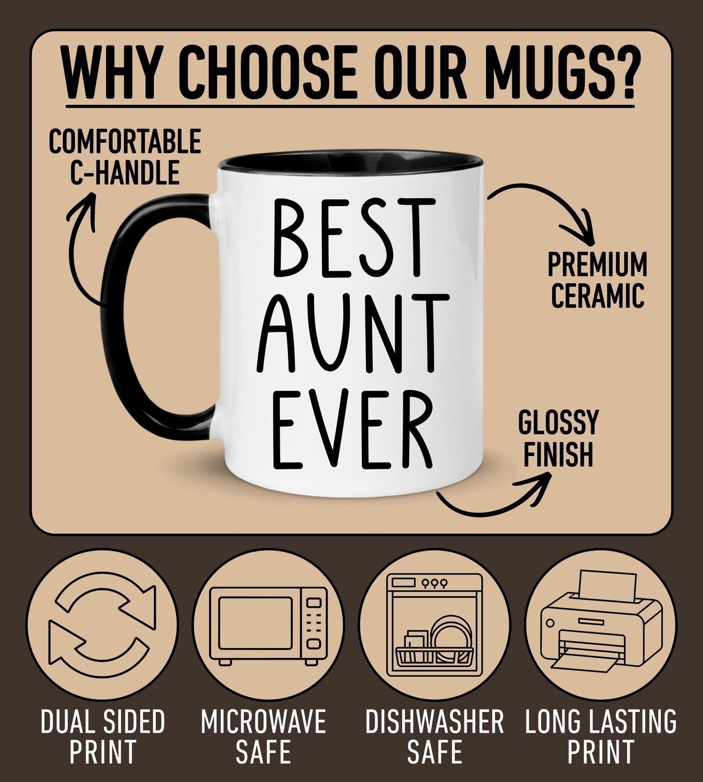 Auntie Mug, Personalized Aunt mug, Aunt Gift from Niece Nephew, Aunt Birthday Gift, Best Aunt Cup, Custom Gift For Aunt From Niece
