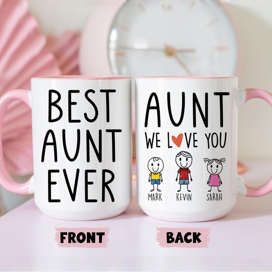 Auntie Mug, Personalized Aunt mug, Aunt Gift from Niece Nephew, Aunt Birthday Gift, Best Aunt Cup, Custom Gift For Aunt From Niece