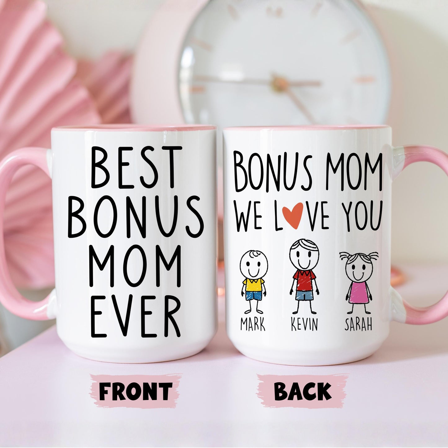 Bonus Mom Mug, Personalized Stepmom gift, Bonus Mom Gift from kids, Bonus Mom Birthday Present, Stepmother Mug from Stepson Stepdaughter