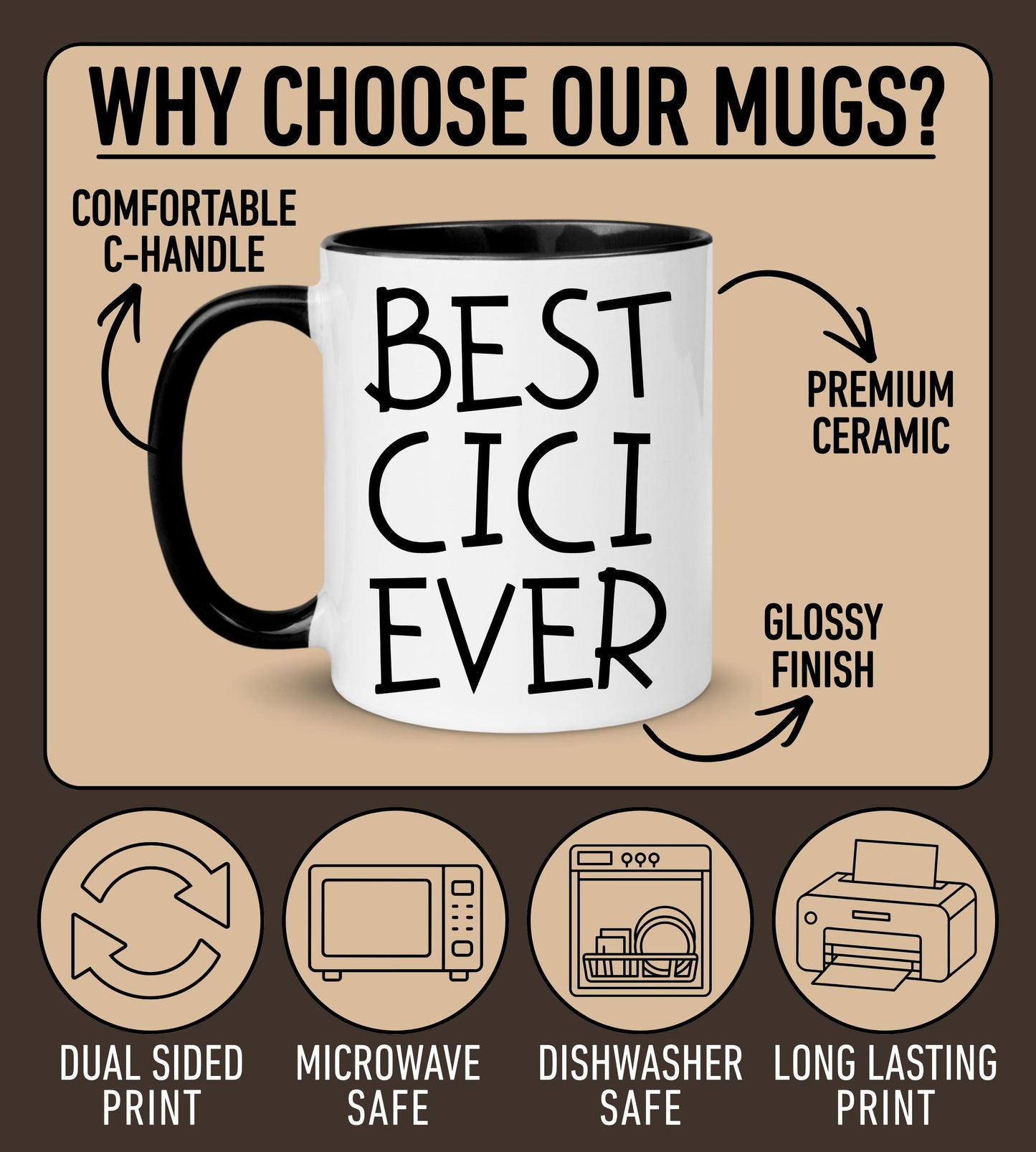 Cici Mug, Personalized Cici Mug, Custom Cici Gifts from Grandkids Names Grandchildren, Cici Mother's Day Gift, Cici Birthday Present