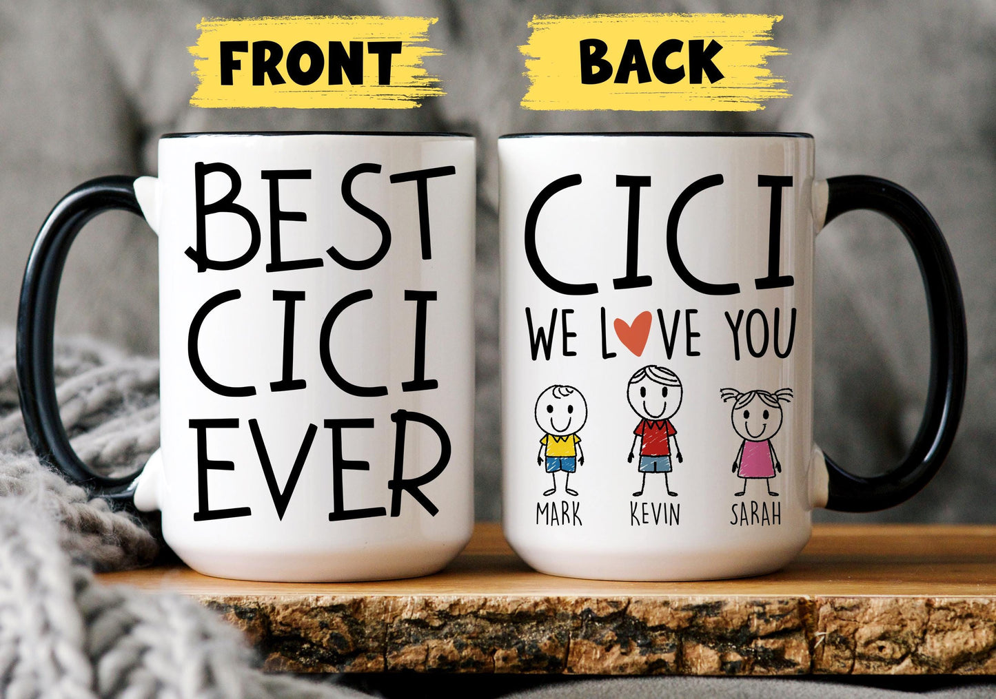 Cici Mug, Personalized Cici Mug, Custom Cici Gifts from Grandkids Names Grandchildren, Cici Mother's Day Gift, Cici Birthday Present