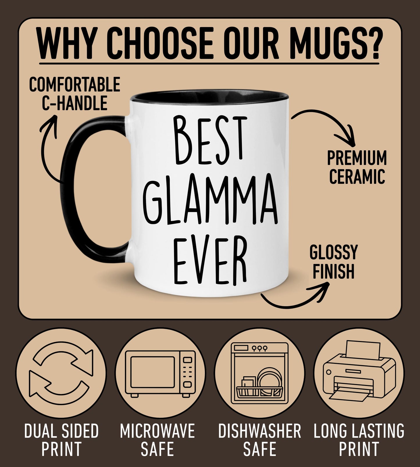 Glamma Mug, Personalized Glamma Mug, Custom Glamma Gifts from Grandkids Names Grandchildren, Glamma Mother's Day Gift, Glamma Birthday