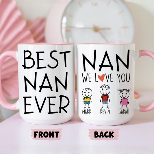 Nan Mug, Personalized Nan Mug, Custom Nan Gifts from Grandkids Names Grandchildren, Nan Mother's Day Gift, Nan Birthday Present