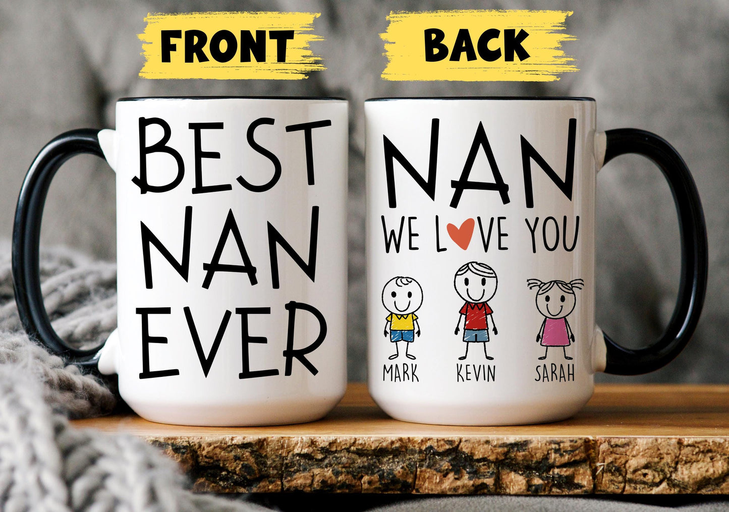 Nan Mug, Personalized Nan Mug, Custom Nan Gifts from Grandkids Names Grandchildren, Nan Mother's Day Gift, Nan Birthday Present