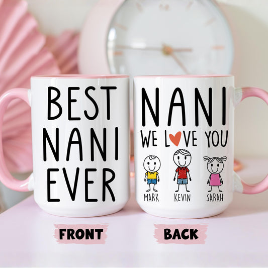 Nani Mug, Personalized Nani Mug, Custom Nani Gifts from Grandkids Names Grandchildren, Nani Mother's Day Gift, Nani Birthday Present