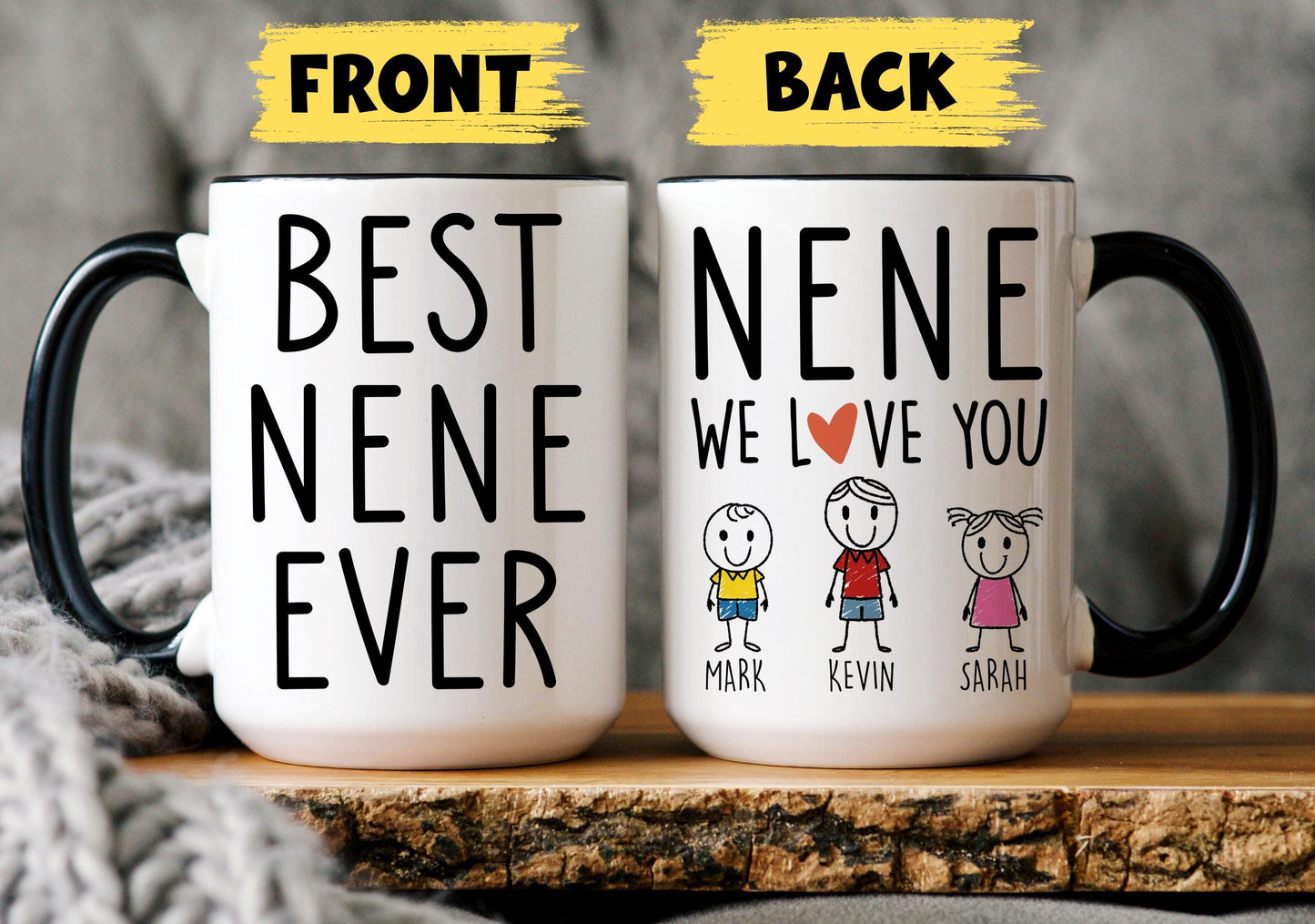 Nene Mug, Personalized Nene Mug, Custom Nene Gifts from Grandkids Names Grandchildren, Nene Mother's Day Gift, Nene Birthday Present
