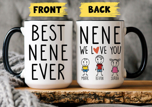 Nene Mug, Personalized Nene Mug, Custom Nene Gifts from Grandkids Names Grandchildren, Nene Mother's Day Gift, Nene Birthday Present