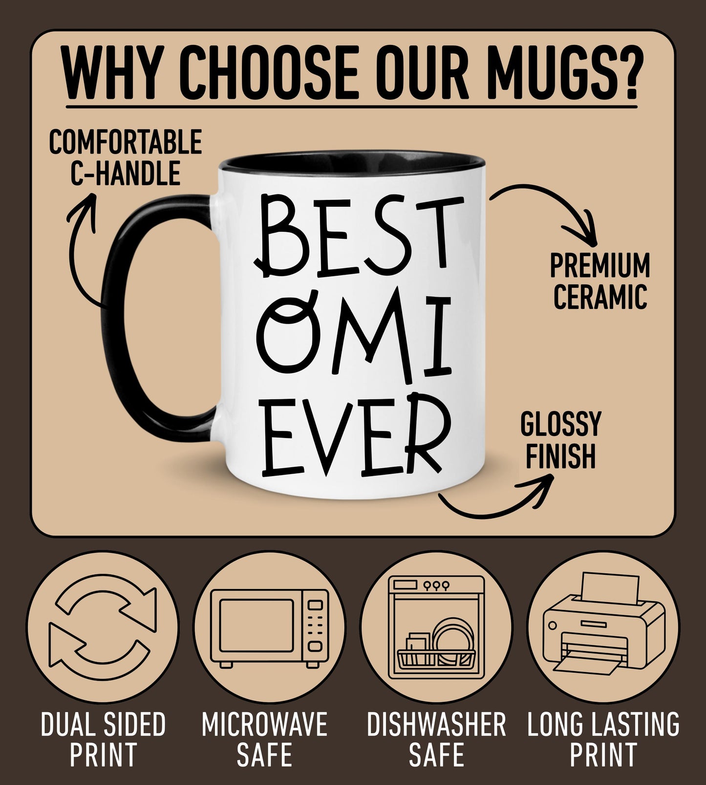 Omi Mug, Personalized Omi Mug, Custom Omi Gifts from Grandkids Names Grandchildren, Omi Mother's Day Gift, Omi Birthday Present