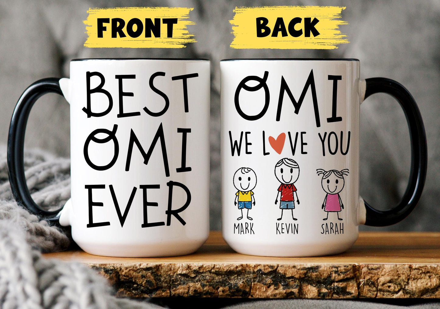 Omi Mug, Personalized Omi Mug, Custom Omi Gifts from Grandkids Names Grandchildren, Omi Mother's Day Gift, Omi Birthday Present