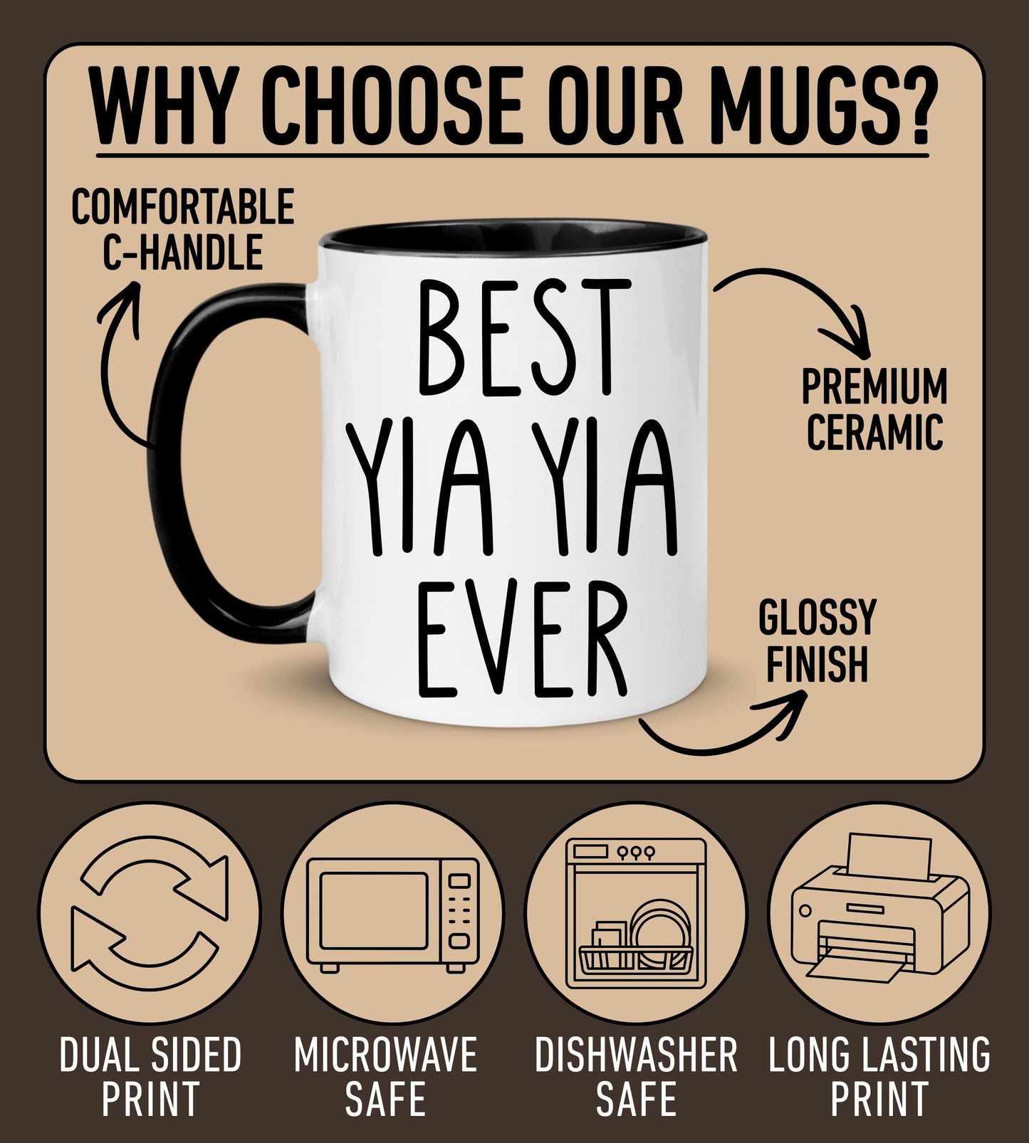 Yia Yia Mug, Personalized Yia Yia Mug, Custom Yia Yia Gifts from Grandkids Names Grandchildren, Yia Yia Mother's Day Gift, Yia Yia Birthday