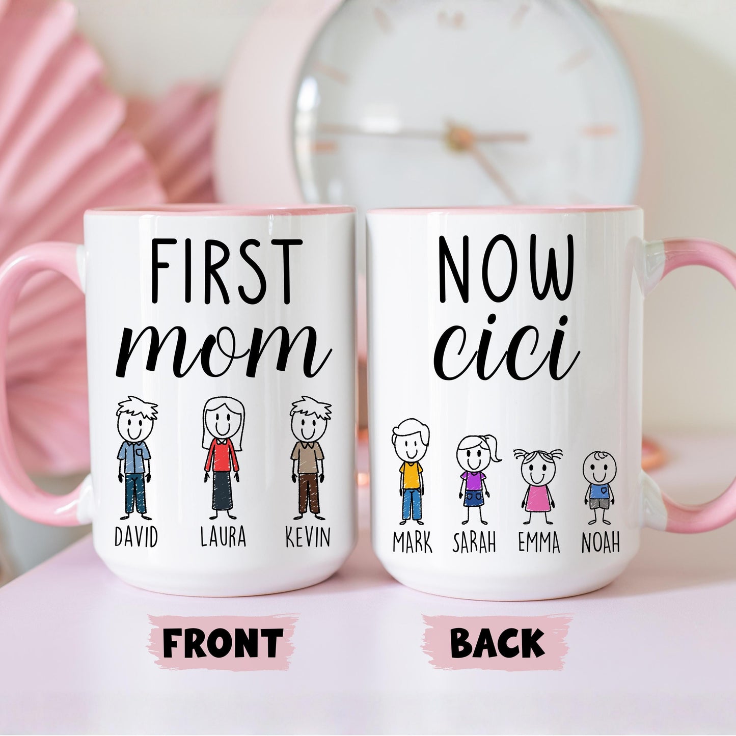 First Mom Now Cici Mug, Personalized Mom Cici Mug, Cici Grandkids names Gift, Custom Cici Mother's day Gift, Cici Birthday Present