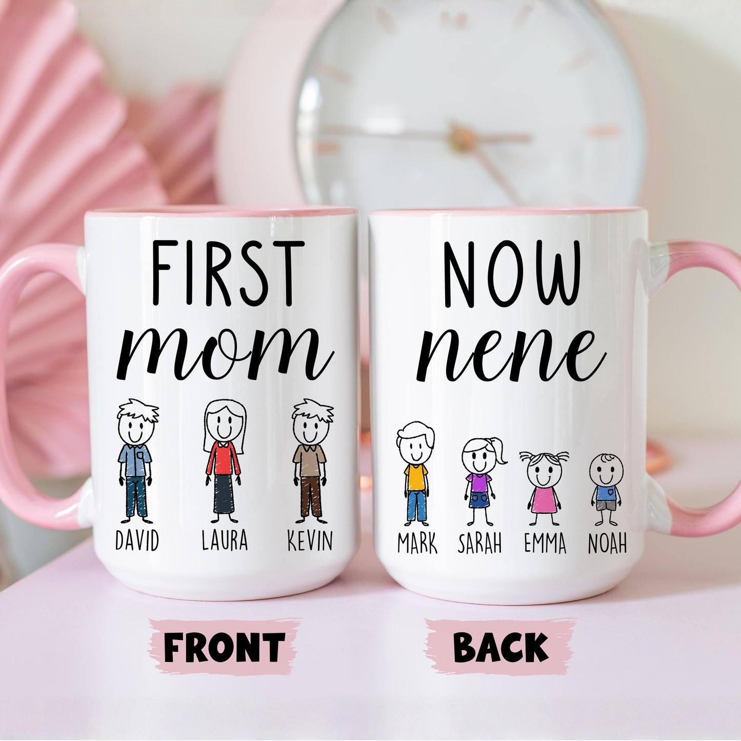 First Mom Now Nene Mug, Personalized Mom Nene Mug, Nene Grandkids names Gift, Custom Nene Mother's day Gift, Nene Birthday Present