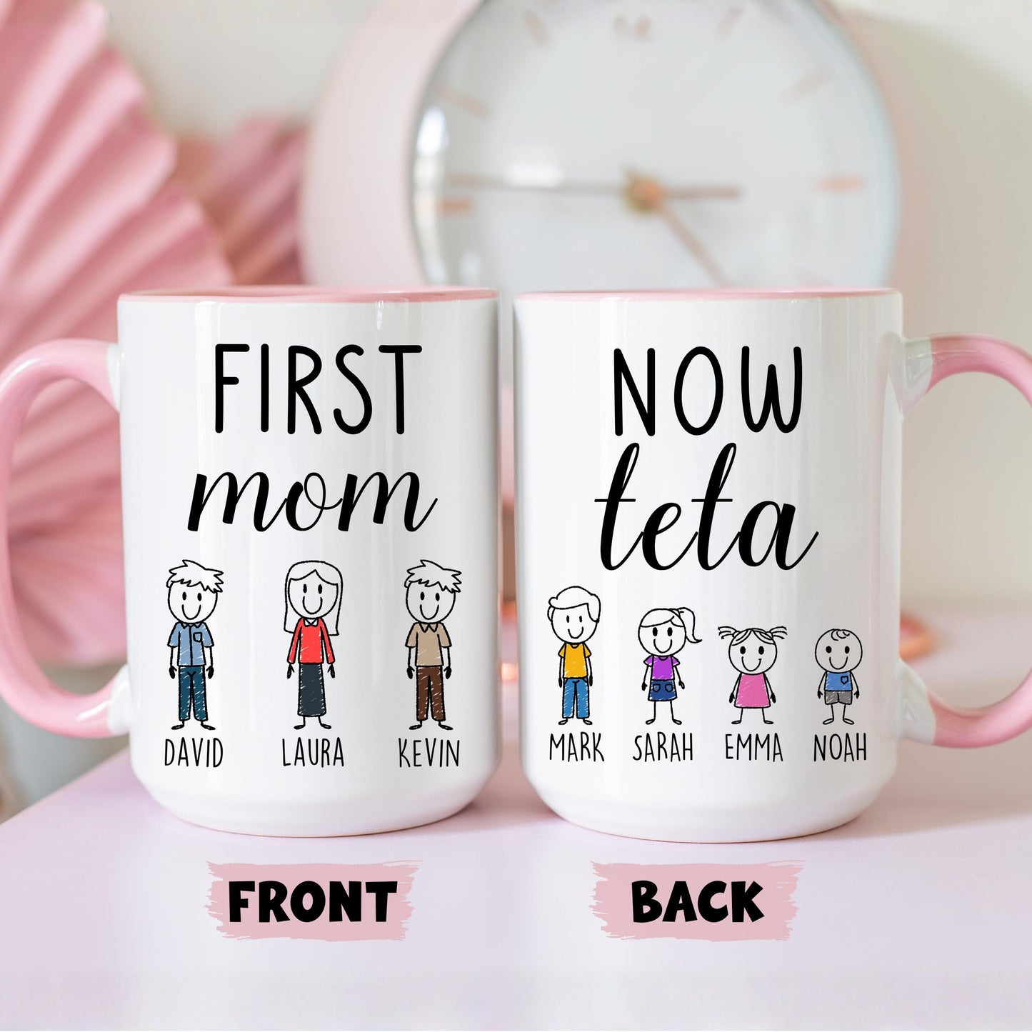 First Mom Now Teta Mug, Personalized Mom Teta Mug, Teta Grandkids names Gift, Custom Teta Mother's day Gift, Teta Birthday Present