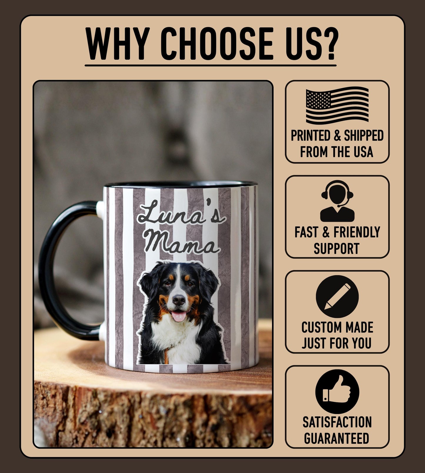 Dog Mama Mug, Personalized Dog Mama Gift, Dog Mama Coffee Mug, New Dog Owner Mama, Mama Dog Photo Present, Mama Birthday, Mama Mother's day