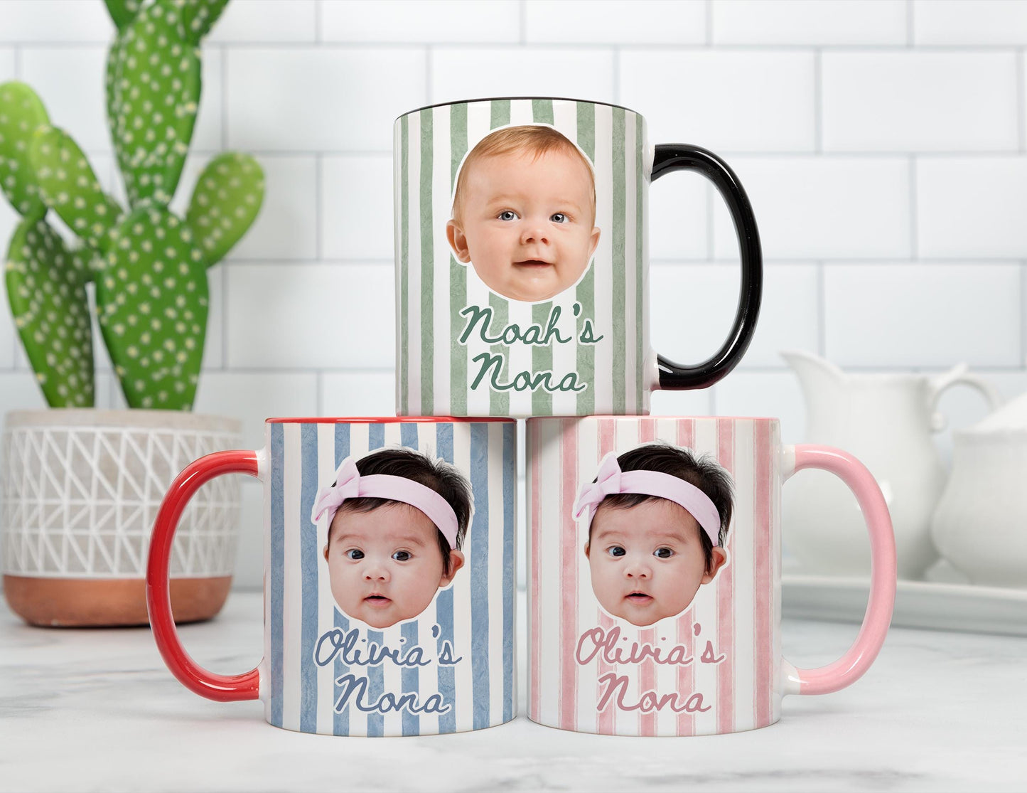 Nona Baby Face Mug, Personalized Nona Kids Face Mug, Baby Face Photo Birthday Gift, Custom Nona Baby Face Mug, New Nona Mother's day Present