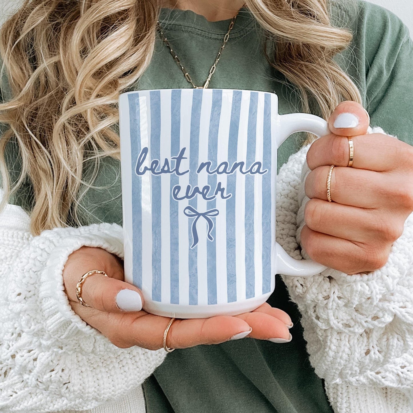 Nana Mug, Best Nana Gift, Nana Baby Announcement Gift, Nana Mother's Day Gift, Nana Birthday Present, Funny Nana Mug, Coquette Striped Nana