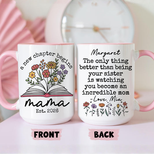 Sister New mom Gift, Personalized New mom Mug from Sister in law, Sister becoming a Mom Gift, Mothers Day Gift for Sister, Gift from Sister