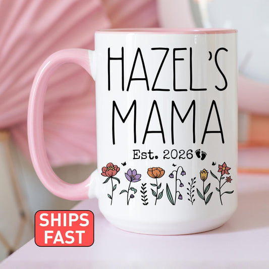Mama Baby Name Mug, Personalized Mama Est Gift, New Mama Mug, Mama Est Mother's Day Gift, 1st Time Mama Est Present, Custom new mama Present