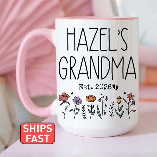 First Time Grandma Mug, New Grandma Baby Name Gift, First Grandchild Mug, Personalized new grandmother Present,  First Mothers day grandma