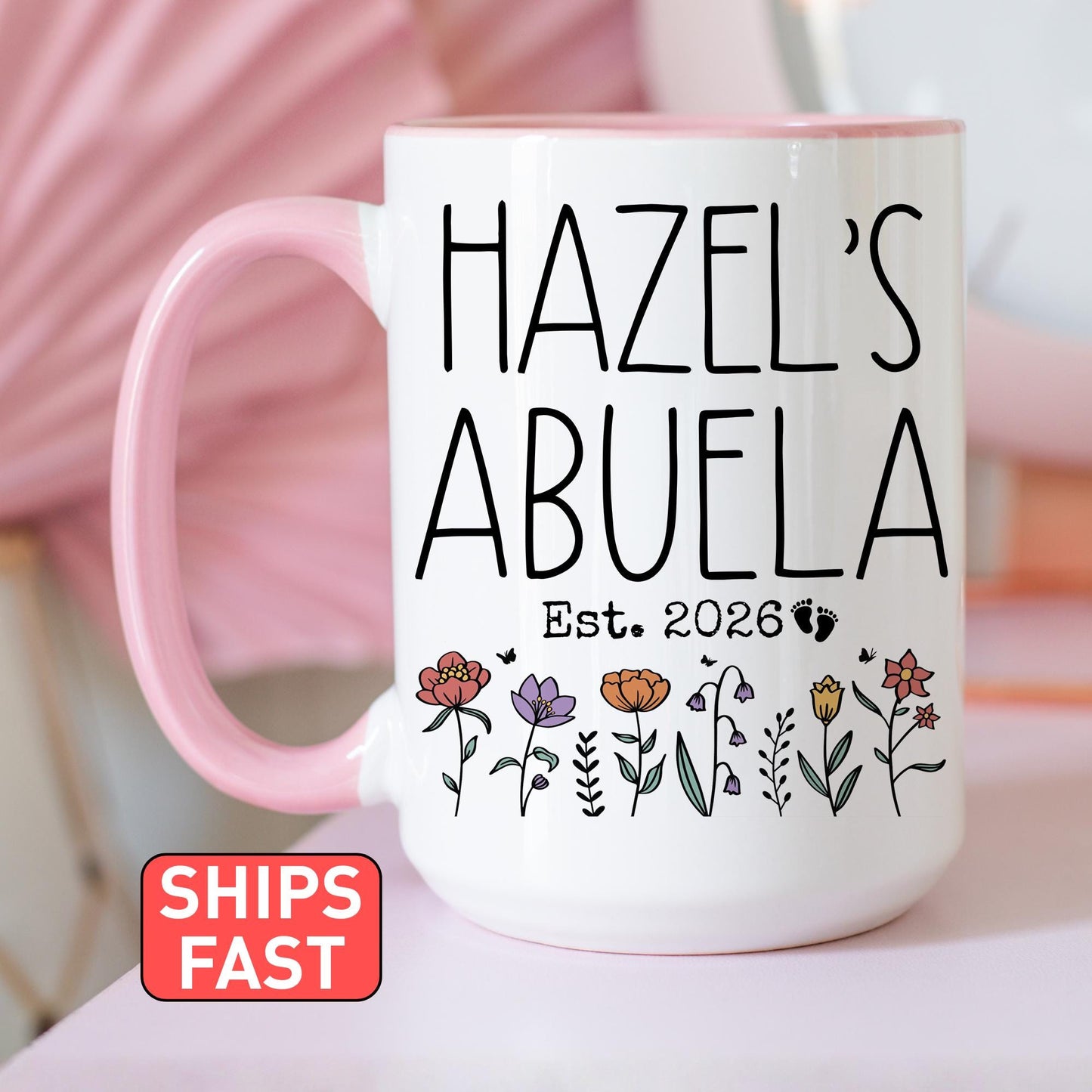 First Time Abuela Mug, New Abuela Baby Name Gift, First Grandchild Mug, Personalized new Abuela Present,  First Mothers day Abuela Mug