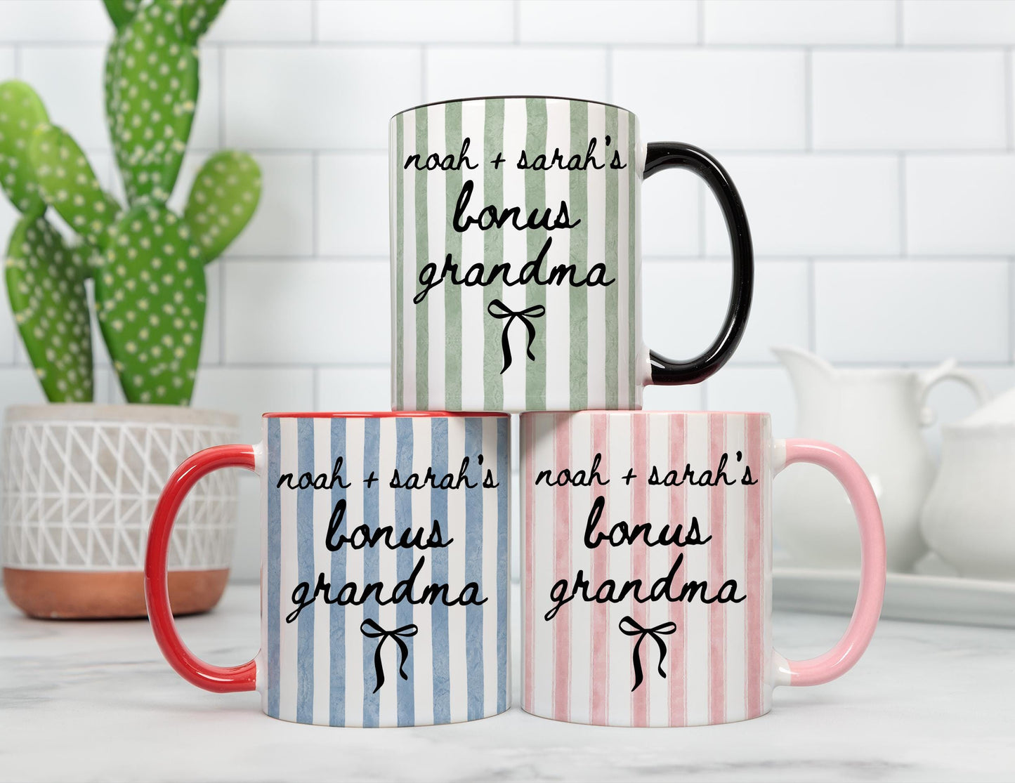 Bonus Grandma Mug, Personalized Step Grandma Mug, Grandkids Names Gift, Custom Step Grandma Present, Step Grandmother Birthday Cup