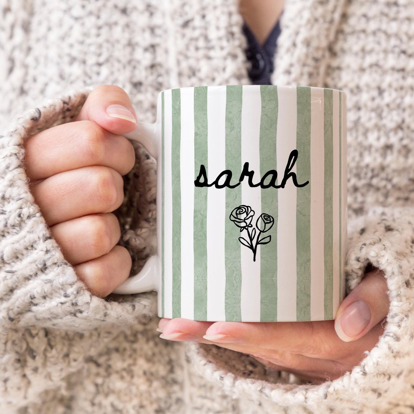 Name Birth Month Flower Mug, Custom name Gift, Personalized Name Flower Mug, Birth flower mug with name, Personalized Birthday Gift