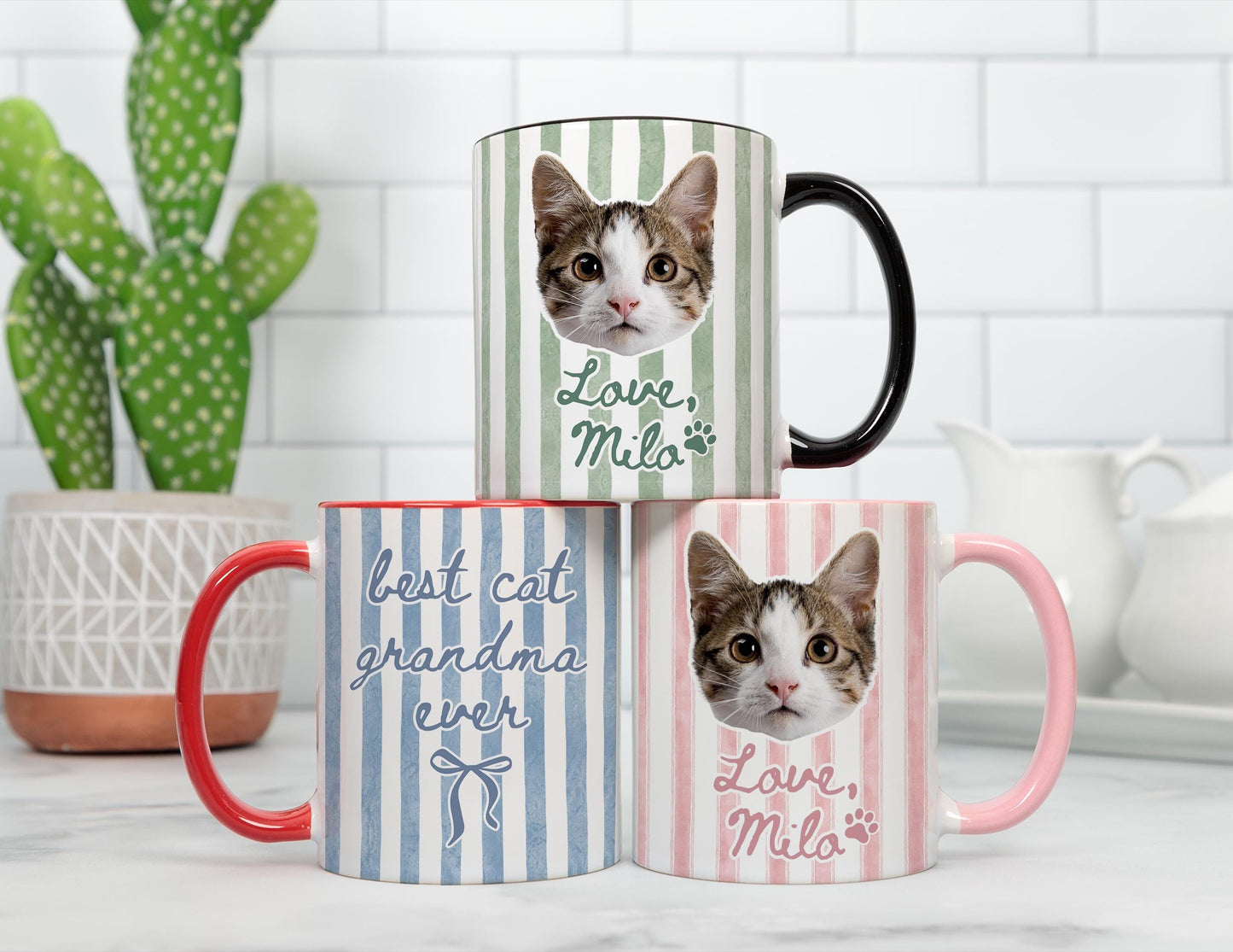 Best Cat Grandma Mug, Personalized Grandma Cat Gift, Cat Photo Grandma Mug, cat grandmother Present, Custom gift for cat grandma Birthday