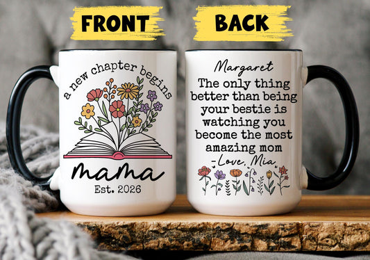 New Mama gift from Bestie, Personalized Mom Mug from Bestie, Bestie First Mother day Gift, Best Friend New Mom Present, Bestie Becoming mom