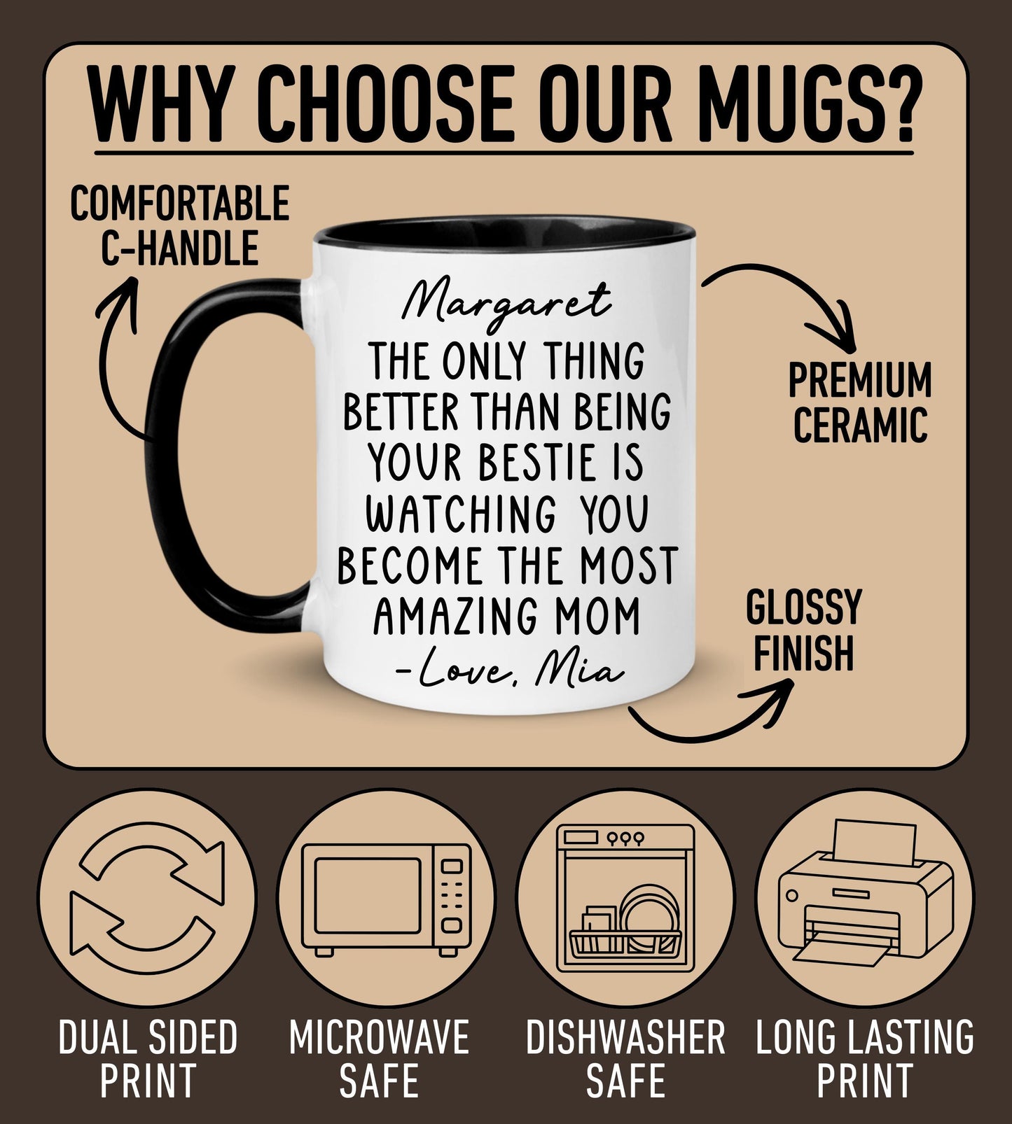 New Mom gift from Bestie, Personalized New Mom Mug, Mama To be Gift from Best Friend, Mothers Day Gift for Bestie, Bestie Becoming Mom Gift