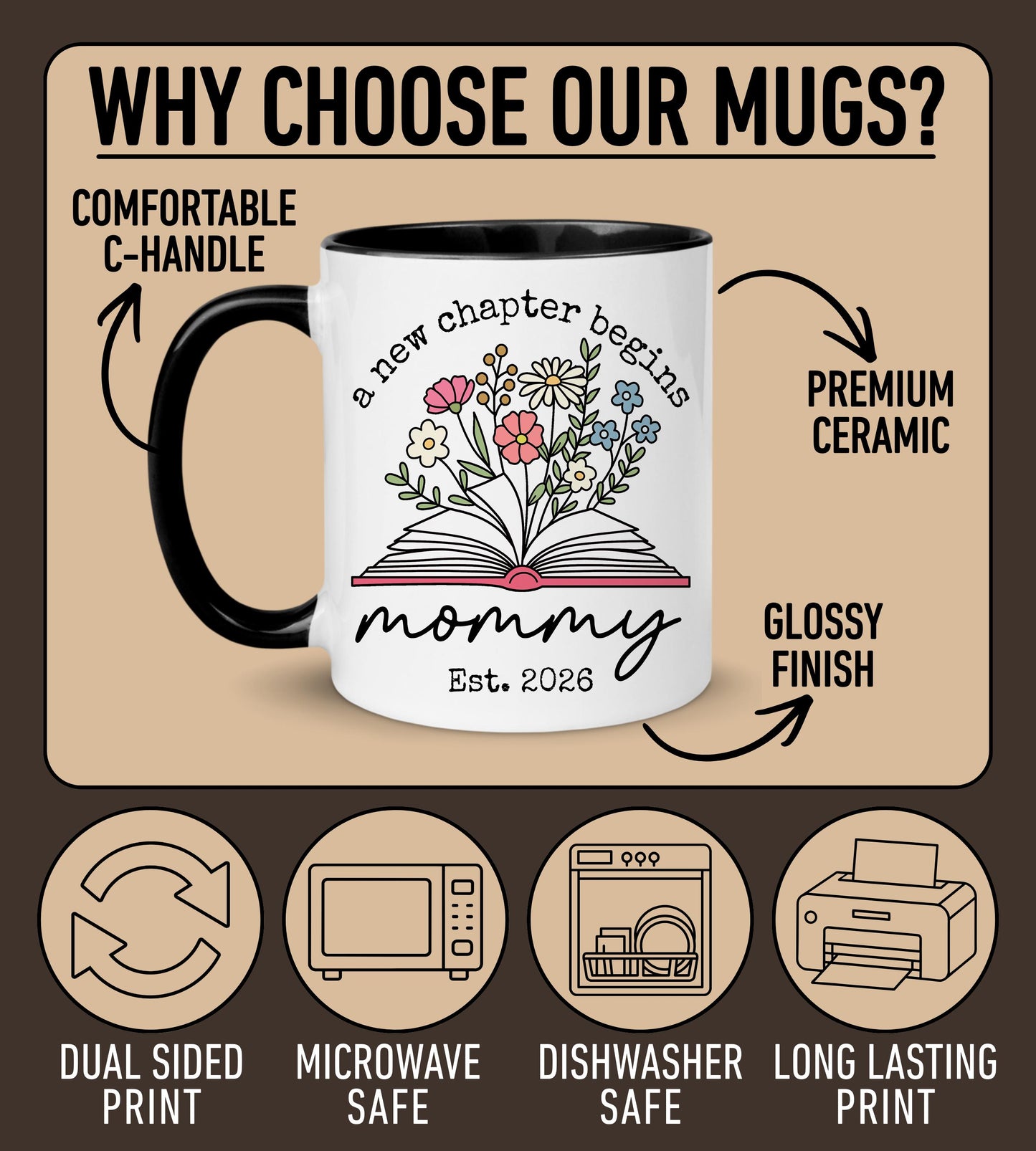 Personalized Mommy Mug, New Mama Gift, Book lover Mom Gift, Promoted to Mama Gift, Mama to Be Gift, New Mama Pregnancy Announcement Gift